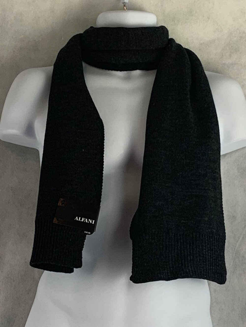 Alfani Men's 100% Acrylic Knit Reversible Scarf, Navy Blue to Charcoal, One Size